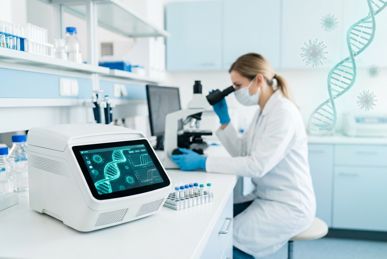 Multiplex PCR real-time detection instrument in a modern ID Labs laboratory